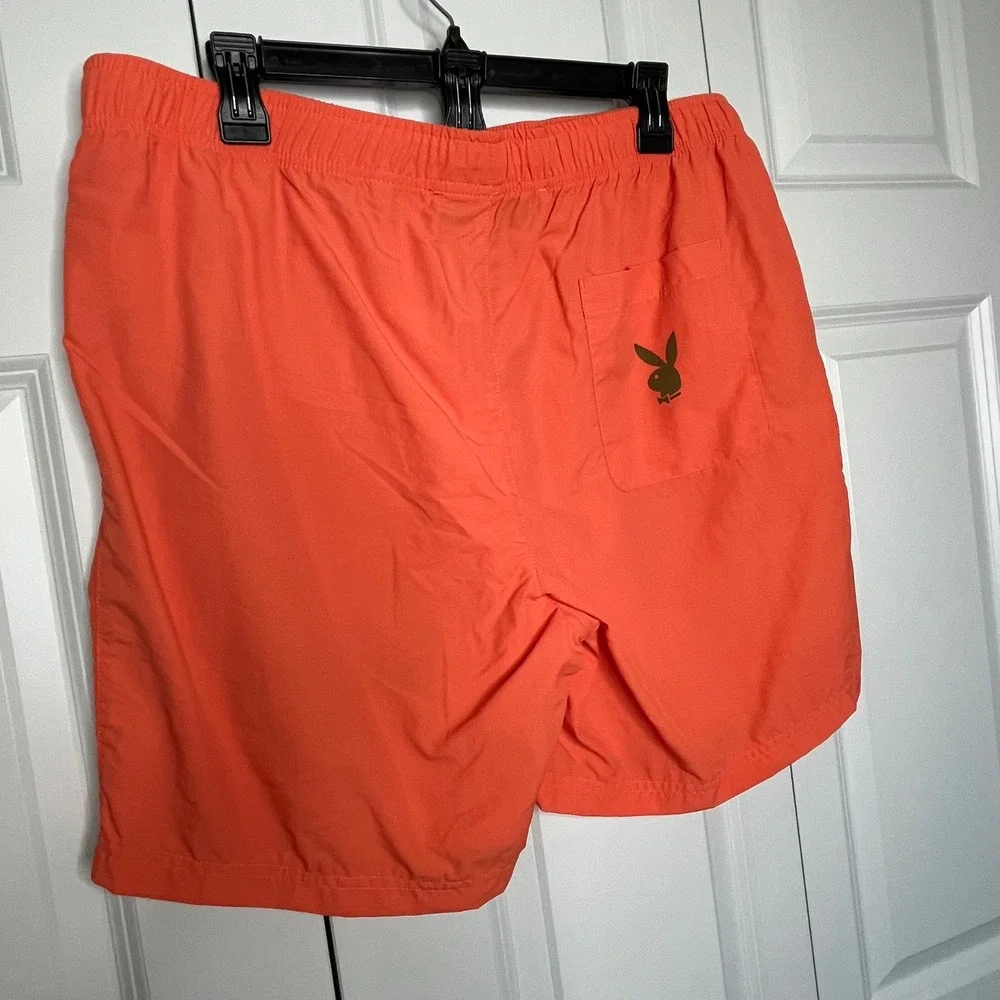 Playboy x PacSun Love Nylon Swim Trunks Neon Orange Large
